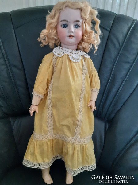 Old antique porcelain head doll approx. 55 cm
