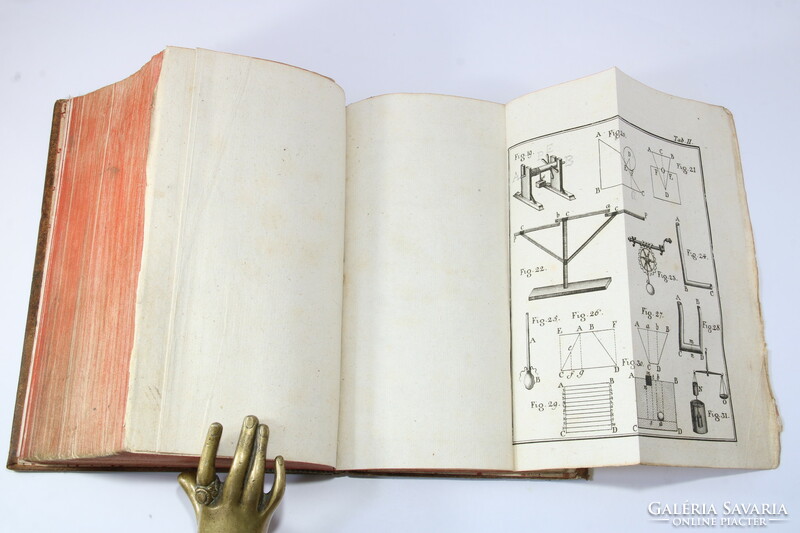 1790 - Pankl Máté Fizika tankönyve 9 kihajtható rézmetszettel illusztrálva Aranyozott bőrkötésben !!