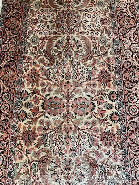 Hand-knotted running silk carpet 80x320