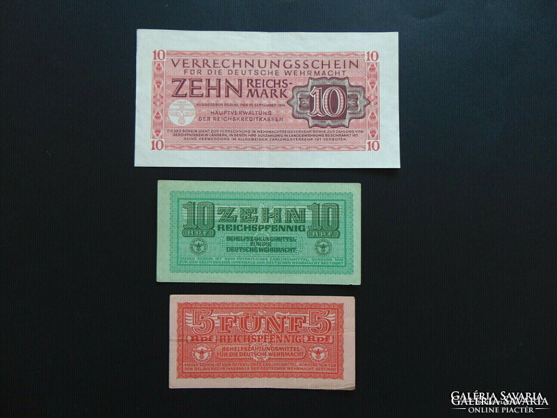 5 - 10 Reichspennig - 10 reichsmark banknote 1944 lot ! 01