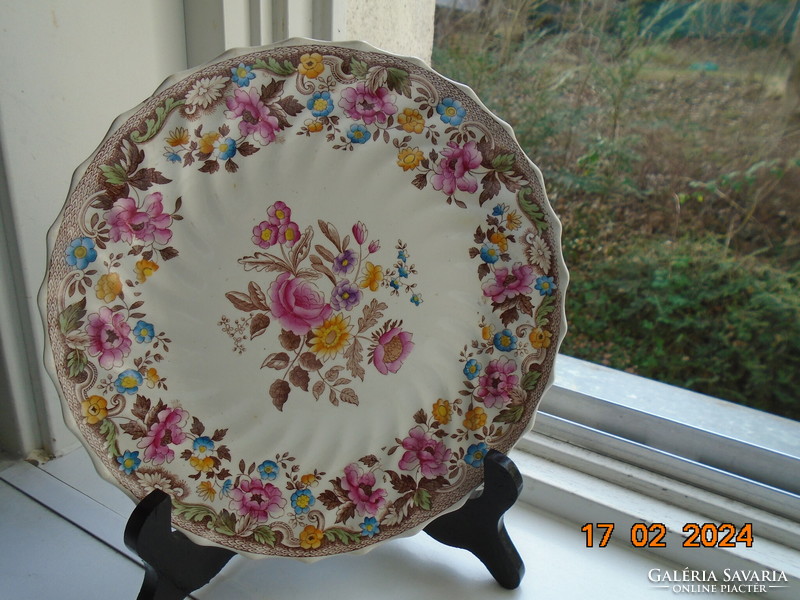 Copeland n=159276 hand-painted colorful flower pattern, numbered plate, twisted ribbed, laced