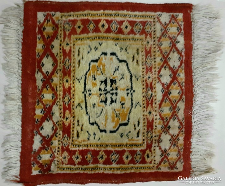 Handwoven small wool prayer rug in good condition