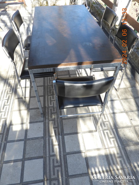 Chrome metal dining table with chairs