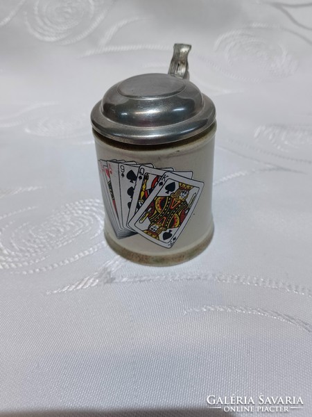 Mini beer jug with lid, ceramic