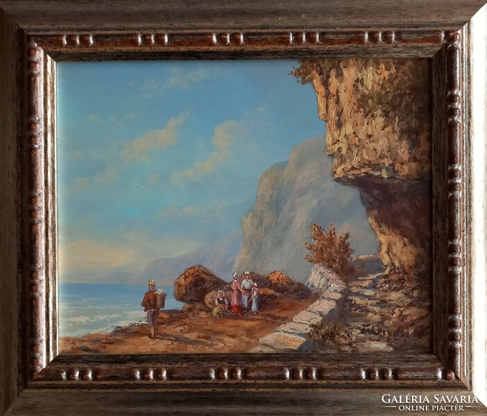 Zoltán Fehérvár: southern Italy, coast. Oil painting