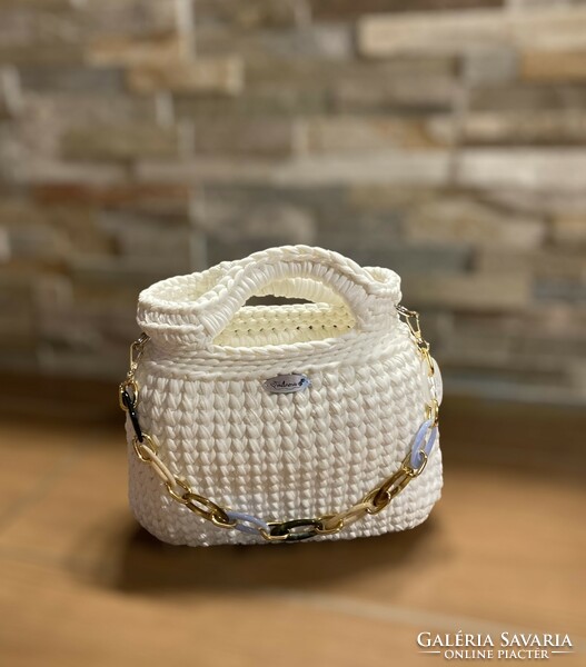 Cream white crochet bag