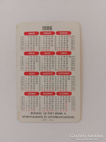 Retro card calendar lottery 1986
