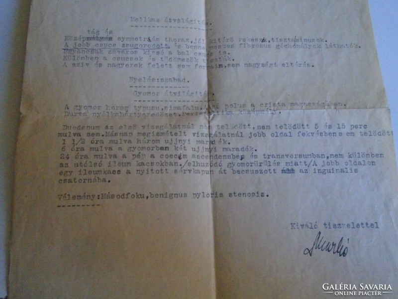 ZA488.30  - Röntgen lelet- Dr. Markó Dezső  aláírásával  1940 Budapest