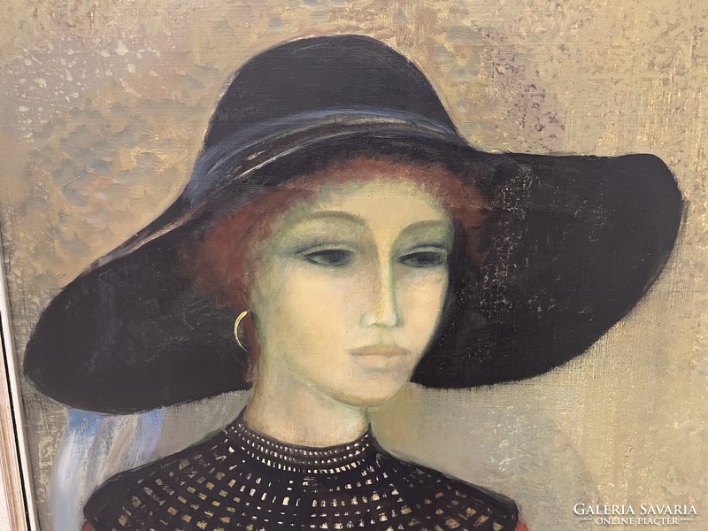 Ágnes Garabuczy female portrait Pre-Raphaelite picture painting modern mid century