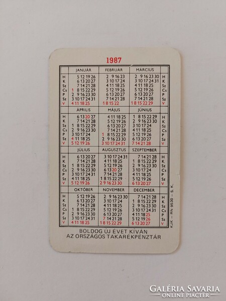 Retro kártyanaptár OTP 1987