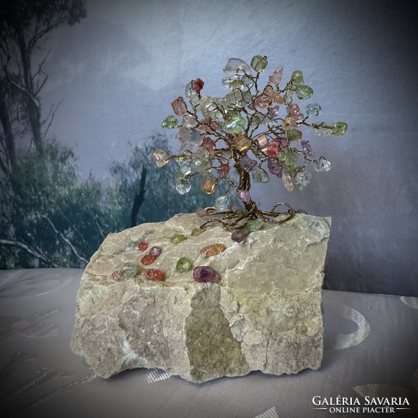 Bonsai gemstone jewelry tree lucky tree, tree of life, money tree, crystal tree, gemstone tree made of many kinds of quartz stones