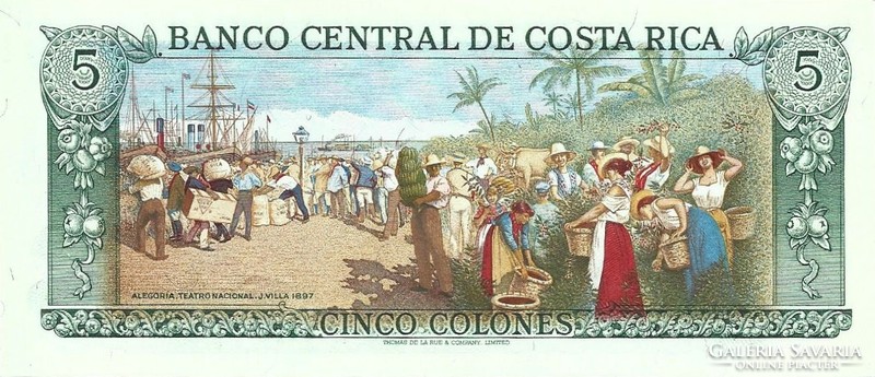 5 colon colones 1989 Costa Rica UNC