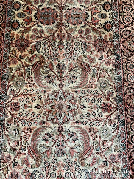 Hand-knotted running silk carpet 80x320