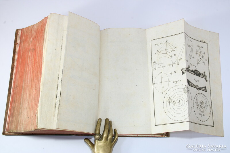 1790 - Máté Pankl's physics textbook illustrated with 9 folding copperplates in gilded leather binding !!