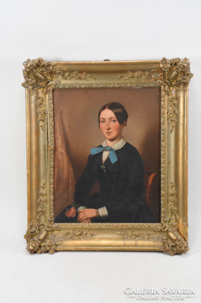 Oil painting portrait of a young woman xix. Century