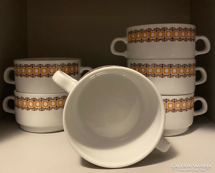 Alföldi terracotta pattern soup cup with two handles. 4 pieces + 2 pieces as a gift