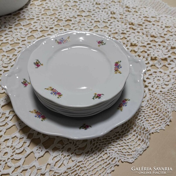 Zsolnay beautiful cake porcelain set with floral pattern