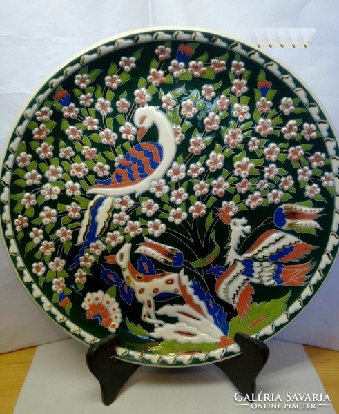 Retro handmade artefact from Turkey, wall and table decoration plate signed