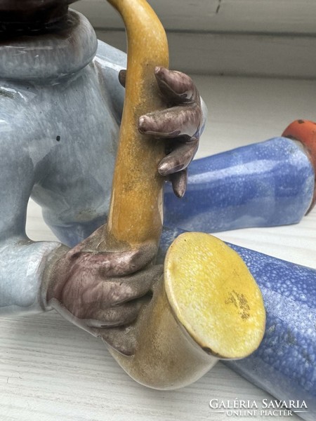 Mária H. Rahmer ceramic figure, African child playing music