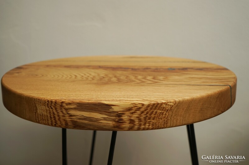 Solid oak and epoxy coffee table / with hairpin legs