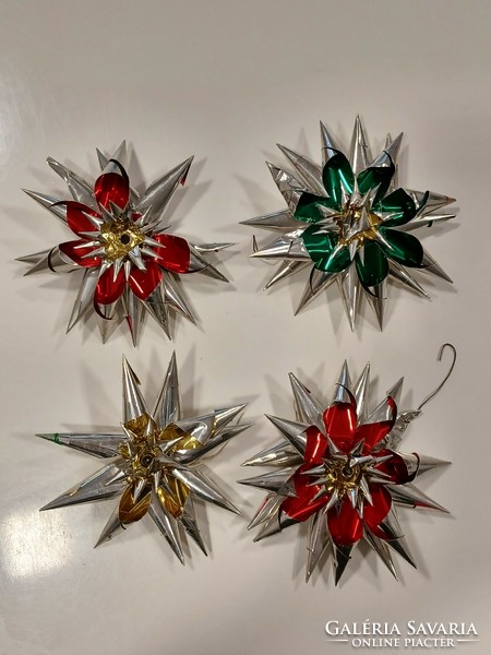 Old Christmas tree decorations - foil, handmade 4 pieces! Retro