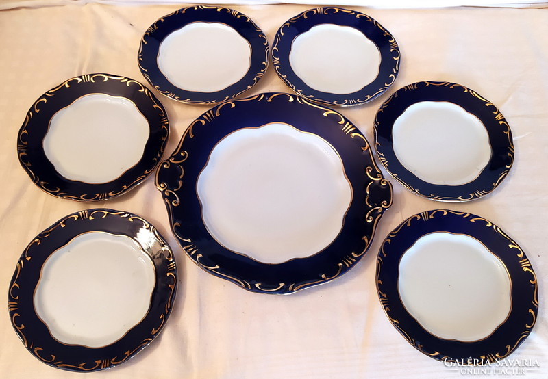Zsolnay pompadour cake set for 6 people, 7 pieces