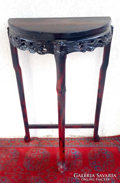 Carved marquetry Chinese console table antique negotiable art deco design