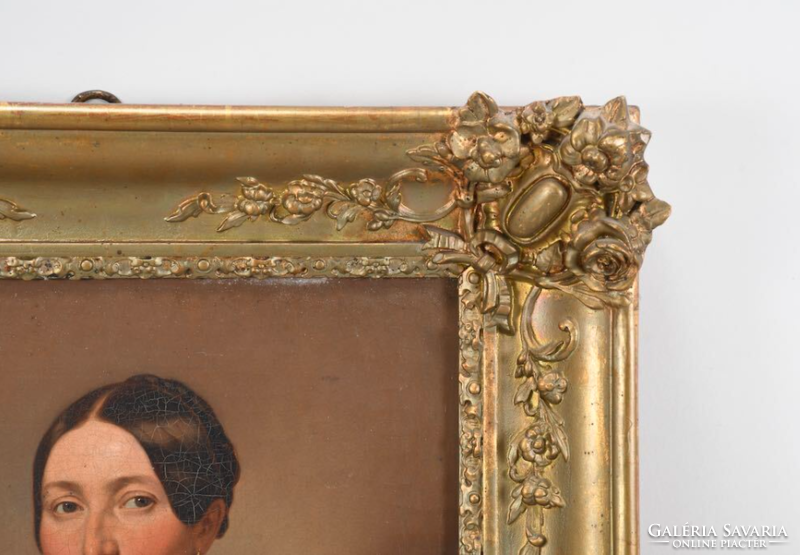 Olajfestmény Fiatal nő portré XIX. század