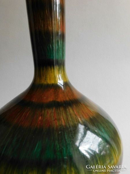 Bodrogkeresztúri  retro csíkos kerámia váza 28 cm