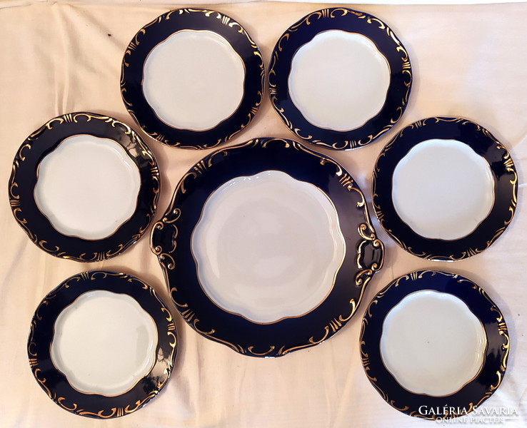 Zsolnay pompadour cake set for 6 people, 7 pieces
