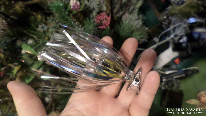 Retro, clip-on, glass, foil and plastic Christmas tree decoration in basically good condition.