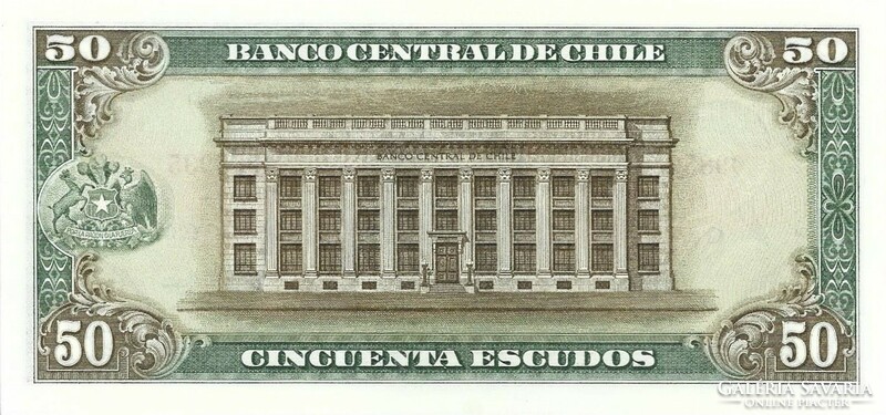 50 Escudo escudos 1962-70 chile unc 