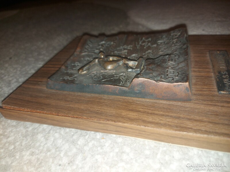Bronze commemorative plaque, without marking, 9x12 cm/14x21 cm, 854 gr