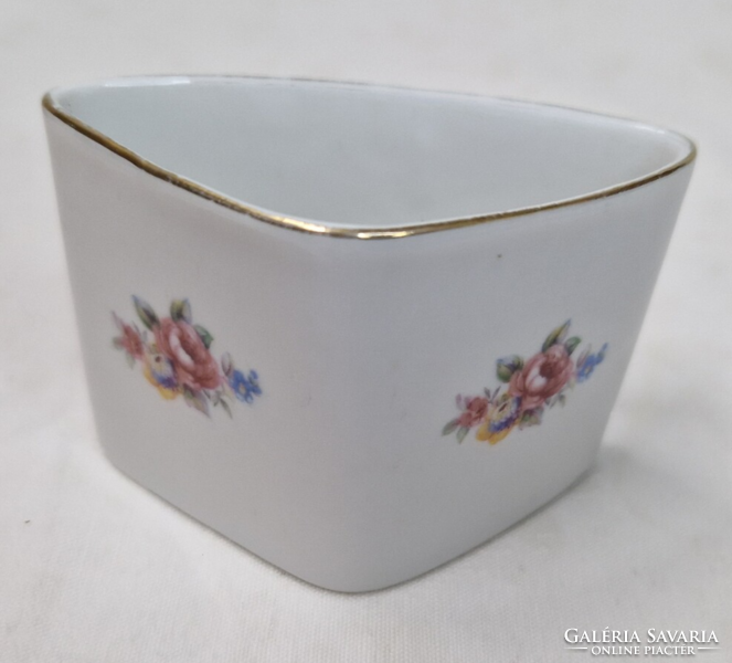 Hollóháza small floral porcelain ashtrays and cigarette holder are sold together