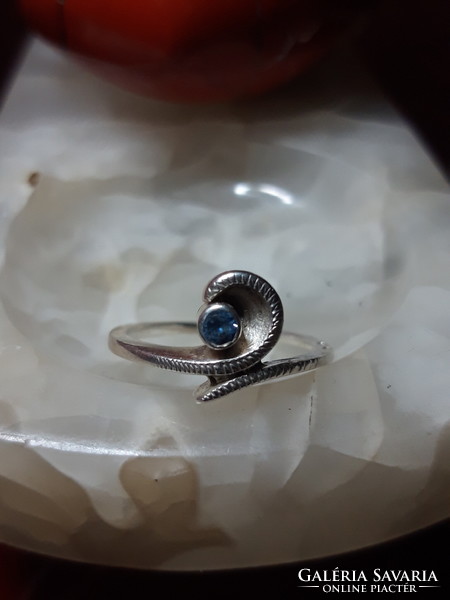 Old Hungarian silver ring with blue stone - size 50