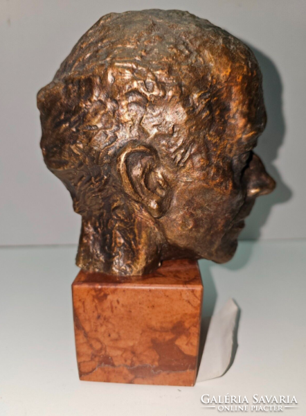 Bronze head on a marble base