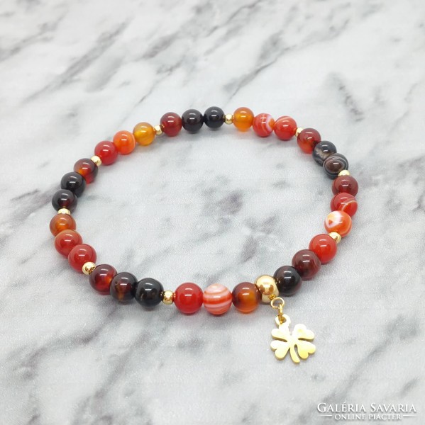 Carnelian mineral bracelet with stainless steel spacer