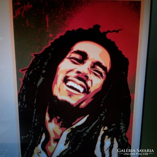 Glass picture depicting Bob Marley