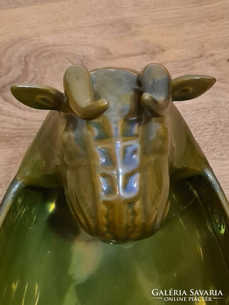 Zsolnay eosin glazed bull's head drinker