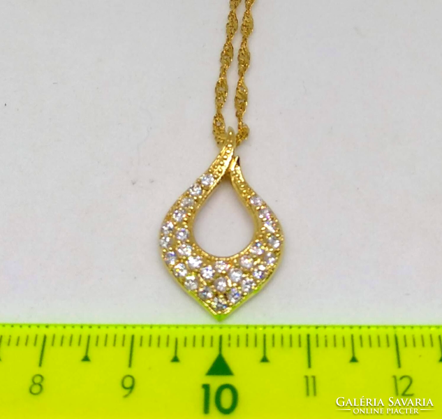 Filled gold (gf) necklace with gold-plated clear cz crystal inlaid pendant 254