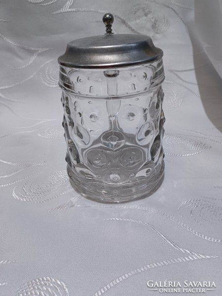 Glass beer jug with lid