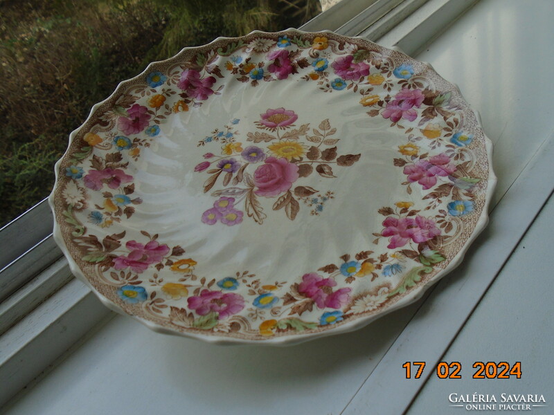 Copeland n=159276 hand-painted colorful flower pattern, numbered plate, twisted ribbed, laced