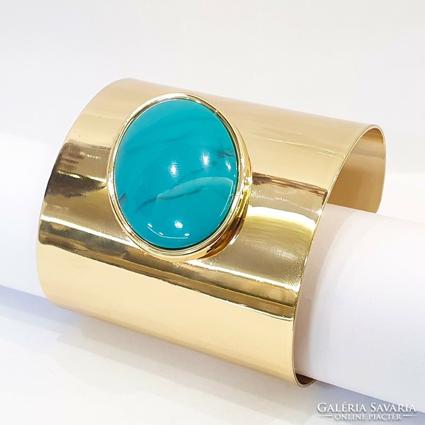 Napier marked wide gold/turquoise bracelet