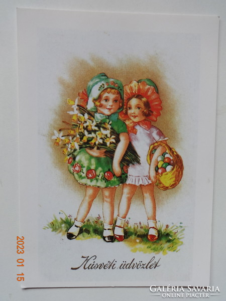 Old graphic Easter greeting card, postmarked