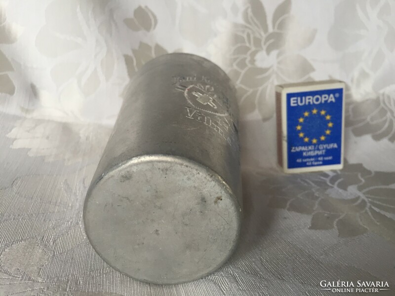 Swiss aluminum cup with old inscription, commemorative cup with 1929 villmergen inscription