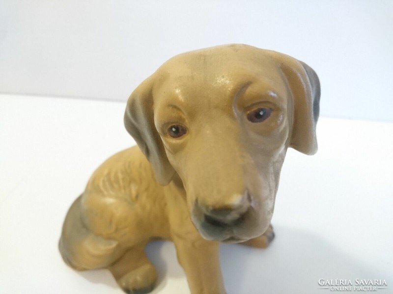Vintage ceramic / porcelain dog figure statue Dachshund or Vizsla puppy? Segesvár, circa 1970s