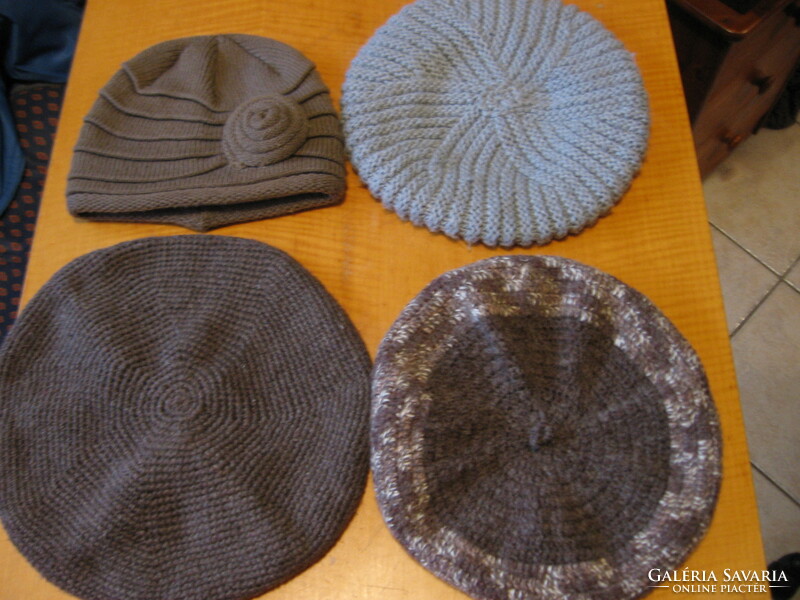 Gray-brown knitted, crocheted hats