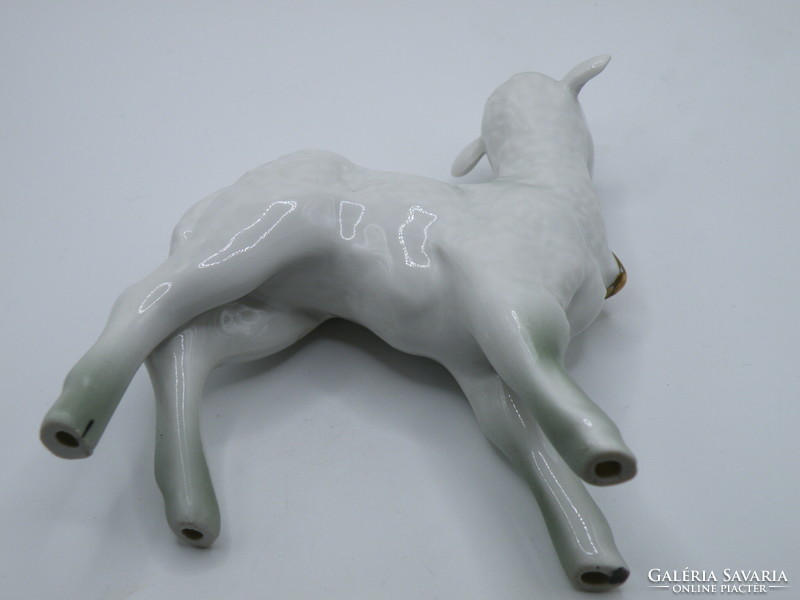 Uk0278 marked porcelain figurines rose handicraft fish gold bell lamb