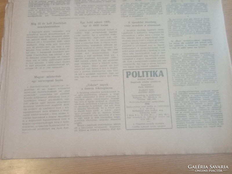 Politika 1947. május 17. hagyatékból 4000ft óbuda Politika 1947. május 17., használt, a képeken láth