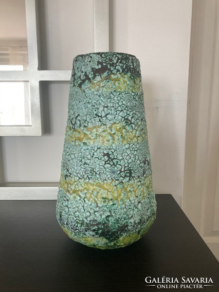 Retro iparművész kerámia váza zsugor mázzal 29 cm